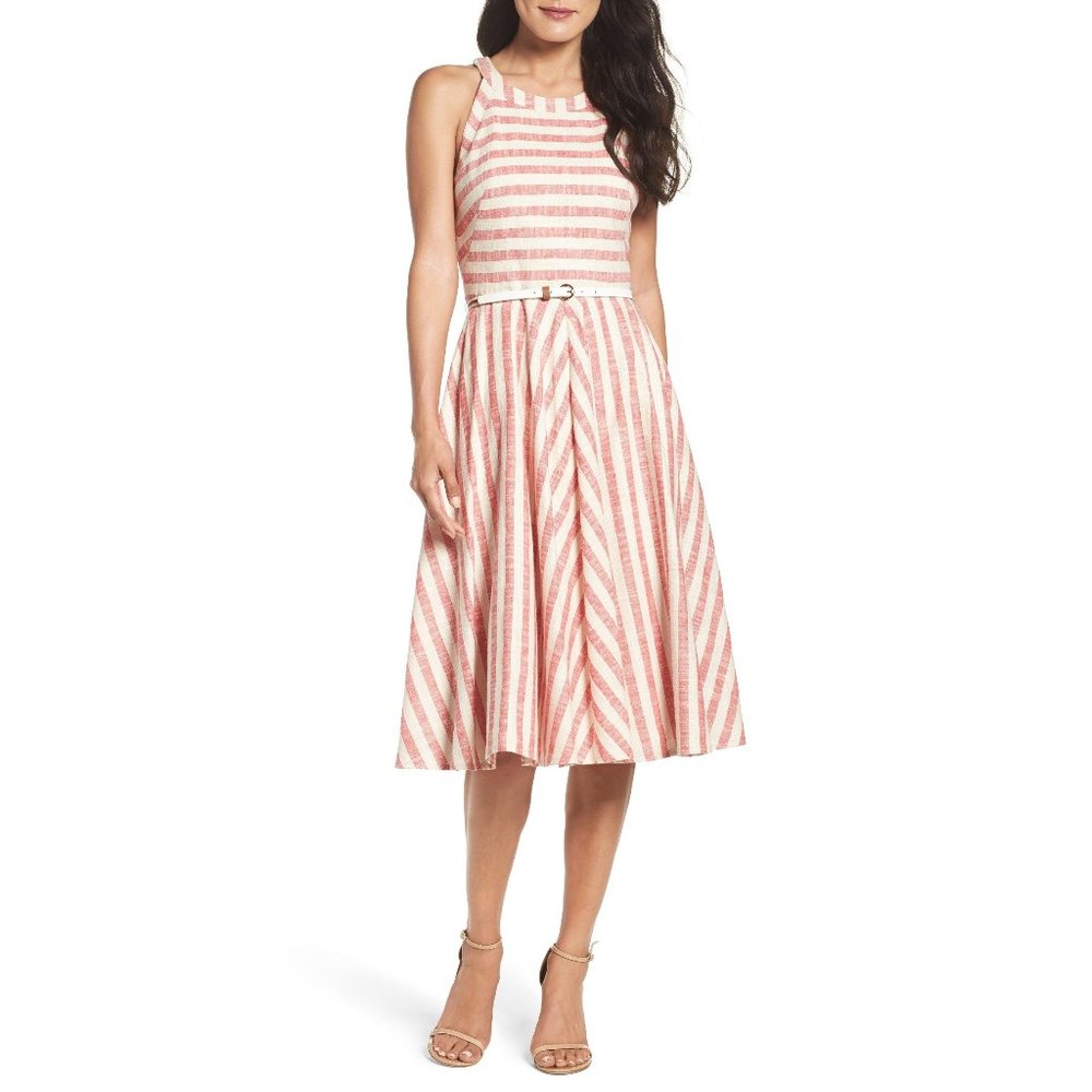 Eliza J  Striped Fit & Flare Dress